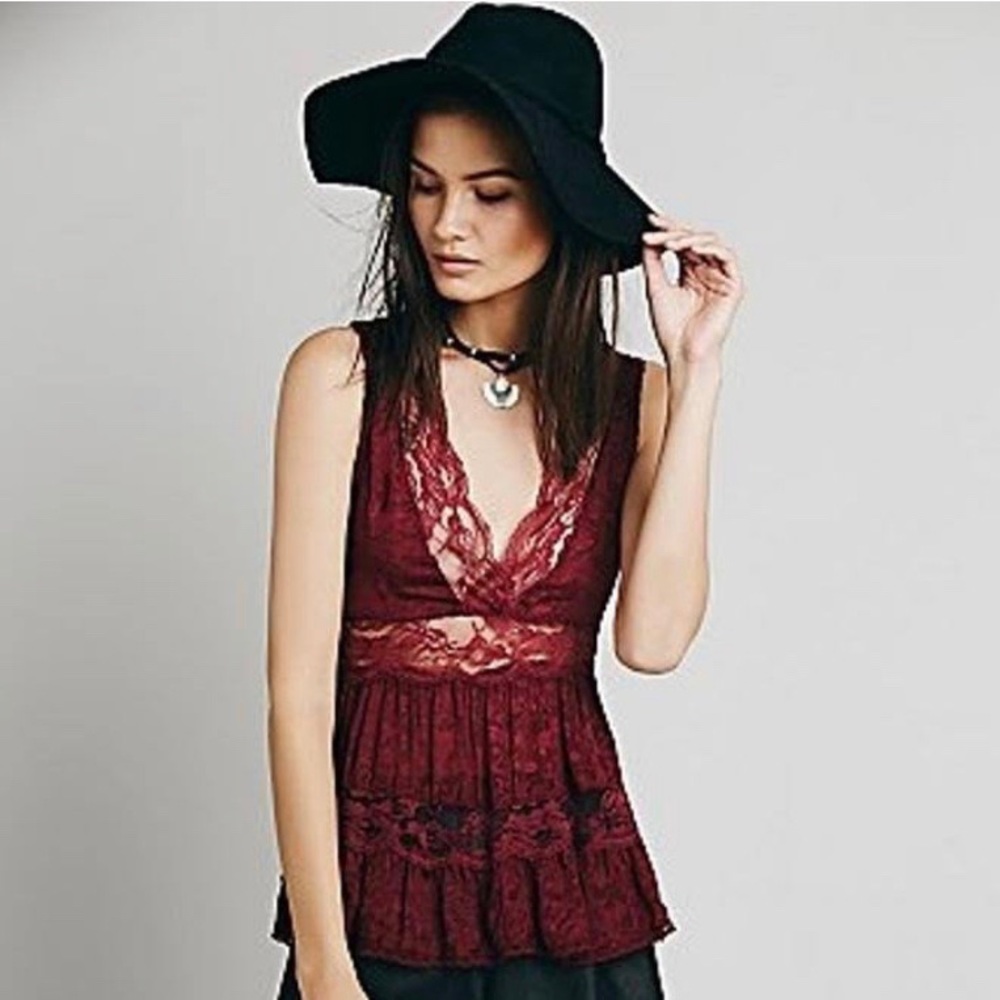Free People Intimately Free People Lace Red Tank